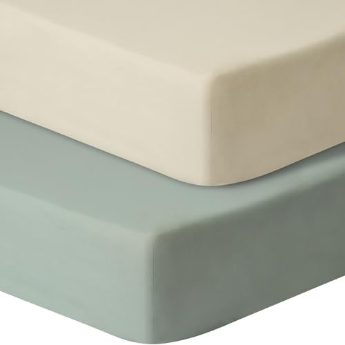 GUNTAIL 2 Pack Crib Sheets Soft Microfiber Brown Green