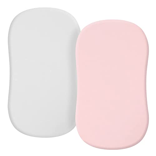 TILLYOU Bassinet Sheets 2 Pack Gray and Pink
