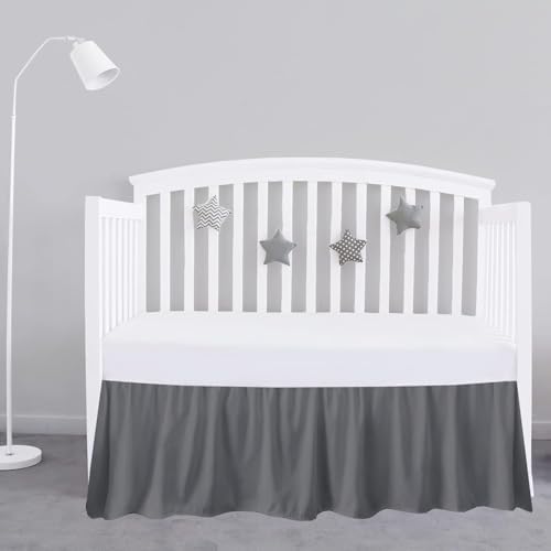Dark Grey Crib Skirt 28x52 with 14 Drop