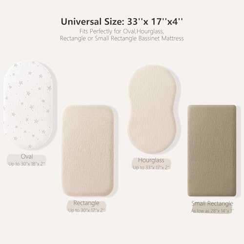 Bearmoss Bassinet Sheets 2 Pack - Muslin Cotton for Baby Boy and Girl
