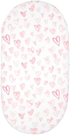 Soft Stretchy Bassinet Sheet for Baby Heart Design