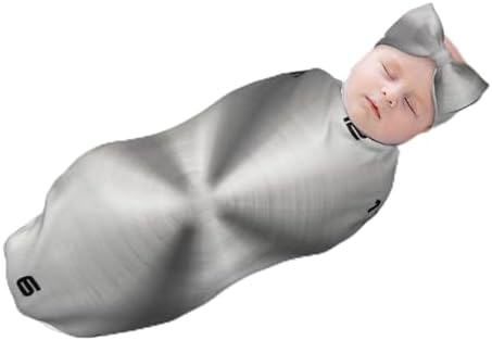 Gray Shiny Metallic-Stainless Steel Look Baby Headband Blanket Set