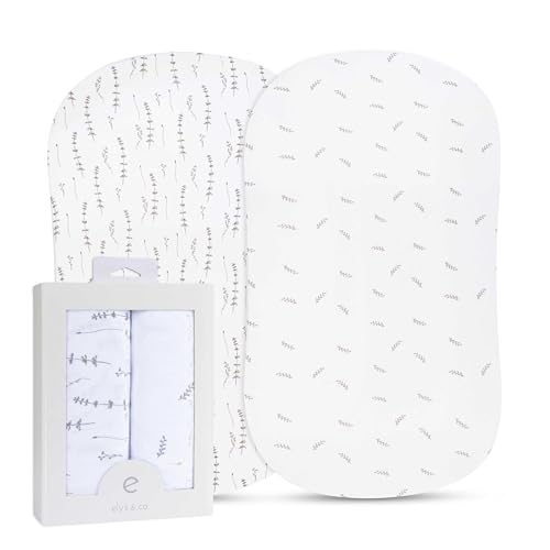 Elys Co Bassinet Sheets Set 2 Pack Forest Grey Floral
