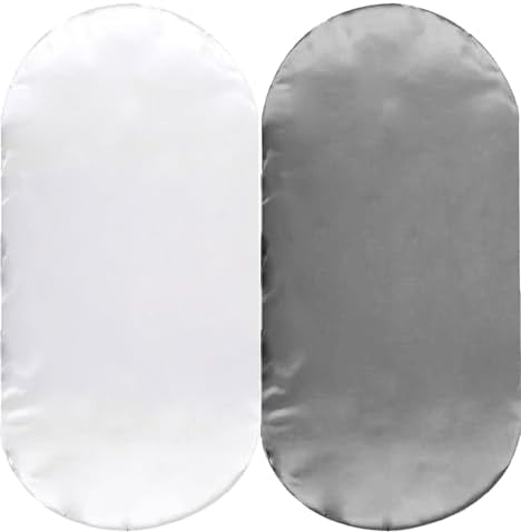 Cozysilk 2 Pack Satin Chiffon Bassinet Sheets Soft Silky White and Gray