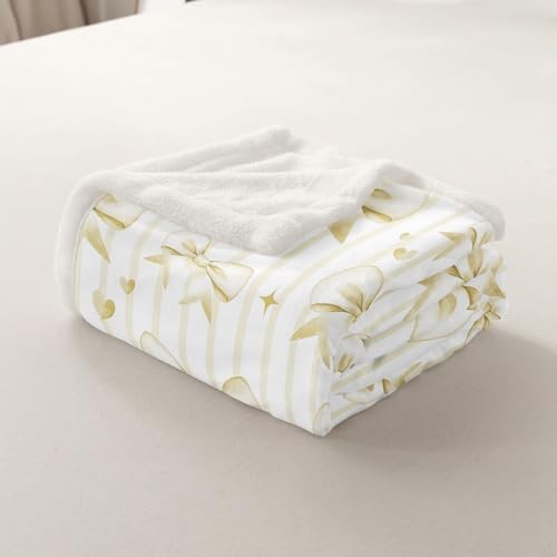 Yellow Bow Fleece Throw Blanket for Kids and Babies