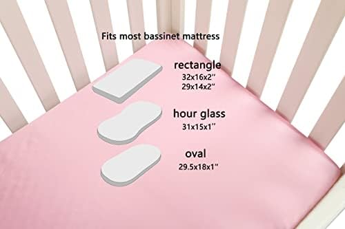 Satin Bassinet Sheet Set 2 Pack Ultra Soft Lt Grey Pink