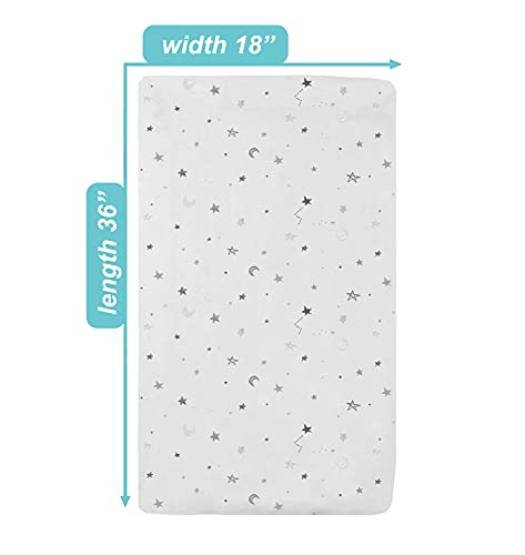 TL Care 100 Cotton Bassinet Sheet - Gray Stars and Moons Pack of 2