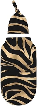 Soft Stretchy Gold Zebra Print Swaddle Blanket Set