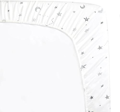 TL Care Fitted Bassinet Sheet - Gray Stars and Moons 100 Cotton