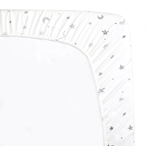 TL Care 100 Cotton Bassinet Sheet - Gray Stars and Moons Pack of 2