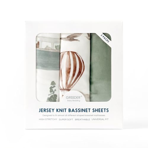 GRSSDER Stretchy Ultra Soft Bassinet Sheets 3 Pack