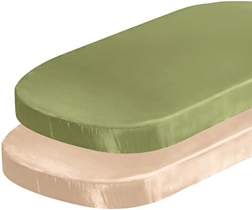 Satin Bassinet Sheet Set 2 Pcs - Beige Sage Green