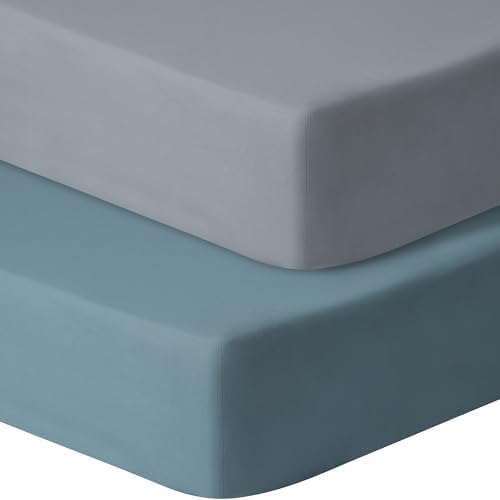 GUNTAIL 2 Pack Crib Sheets Dark Green Dark Grey