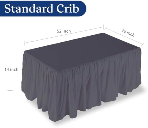 Dark Grey Crib Skirt 28x52 with 14 Drop