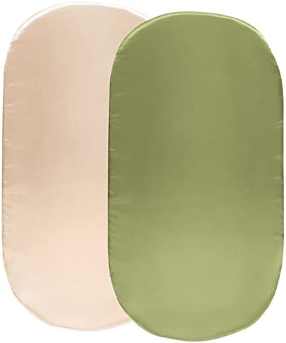 Satin Bassinet Sheet Set 2 Pcs - Beige Sage Green