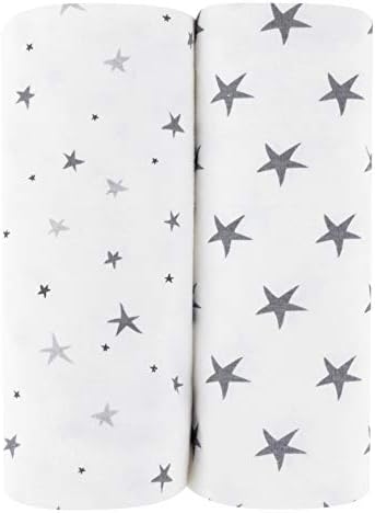Elys Co Waterproof Changing Pad Cover Set - Grey Stars