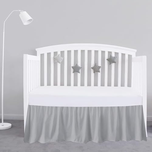 Light Grey Crib Bed Skirt 28x52 with 14 Drop 1