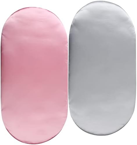 Satin Bassinet Sheet Set 2 Pack Ultra Soft Lt Grey Pink
