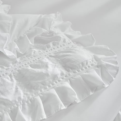 UOZZI BEDDING Ruffled Crib Bedding Set - White