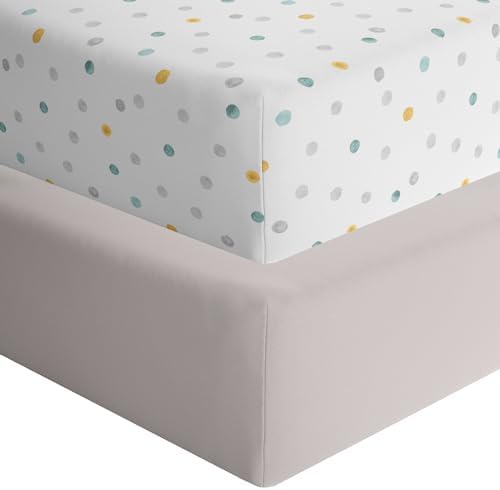 Featherhead 2-Pack Fitted Crib Sheets - 100 Cotton Jersey Grey Polka
