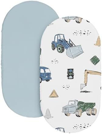 Sweet Jojo Designs Bassinet Sheet Set 2 Pack Construction Truck