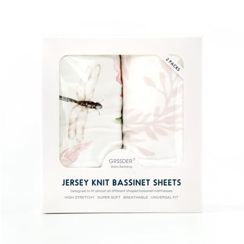 GRSSDER Stretch Fitted Bassinet Sheet Set 2 Pack