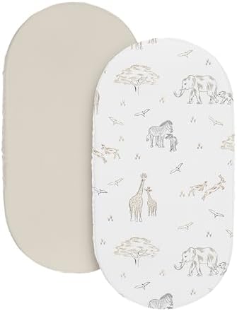 Sweet Jojo Designs Jungle Safari Elephant Bassinet Sheet Set 2p Tan