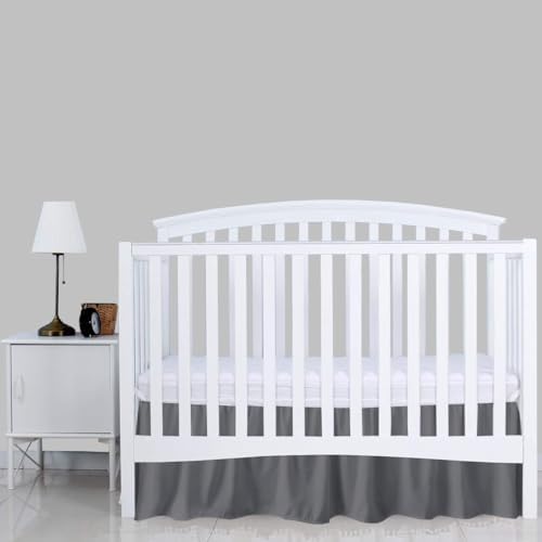 Dark Grey Crib Skirt 28x52 with 14 Drop