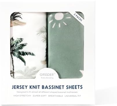 GRSSDER Stretchy Bassinet Sheet Set 2 Pack Universal Fit