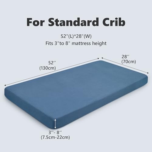 TILLYOU Crib Sheets 2 Pack Navy Stone Blue