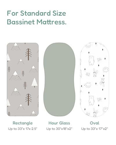 TOTCHILL Bassinet Sheet Set - Grey Woodland Design Soft Cozy for Baby