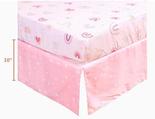 Rainbows Crib Bedding Set for Boys Girls - 4 Piece