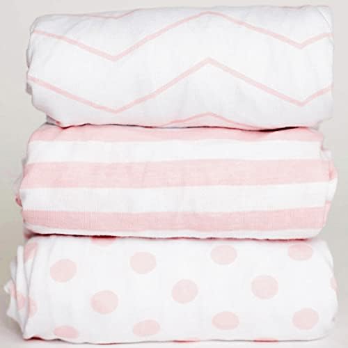 3 Fitted Bassinet Sheets Pink Set - OEKO-TEX Cotton