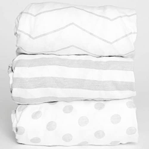 3 Fitted Bassinet Sheets Gray Set Gender Neutral