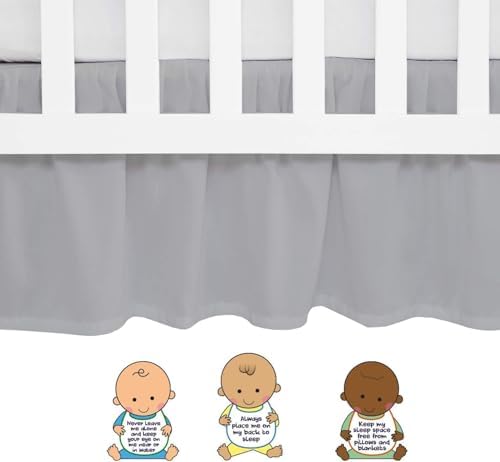 Light Grey Crib Bed Skirt 28x52 with 14 Drop 1