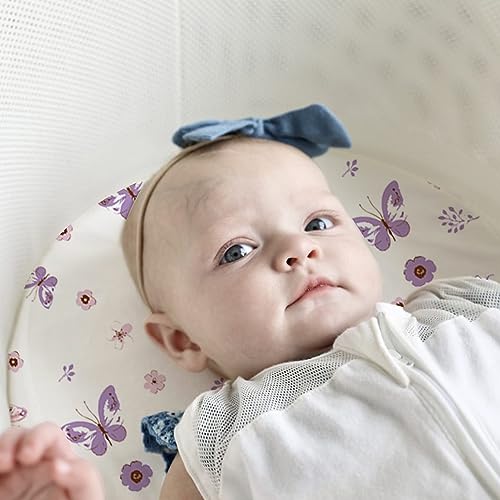 Bimocosy Bassinet Sheets 4 Pack Neutral Butterfly Pattern
