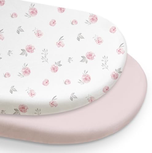 GLLQUEN Baby Bassinet Sheets 2 Pack Pink