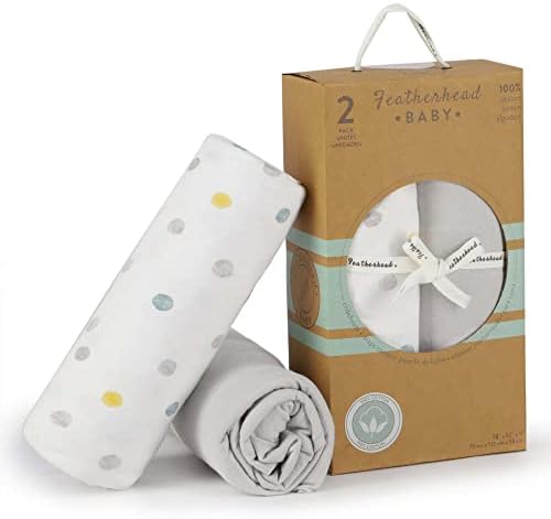 Featherhead 2-Pack Fitted Crib Sheets - 100 Cotton Jersey Grey Polka