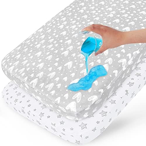 Biloban Bassinet Sheets 2 Pack White Grey Star Print