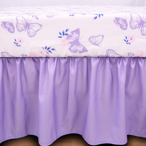 Cloele Floral Butterfly Crib Bedding Set for Girls 3 Pieces Purple