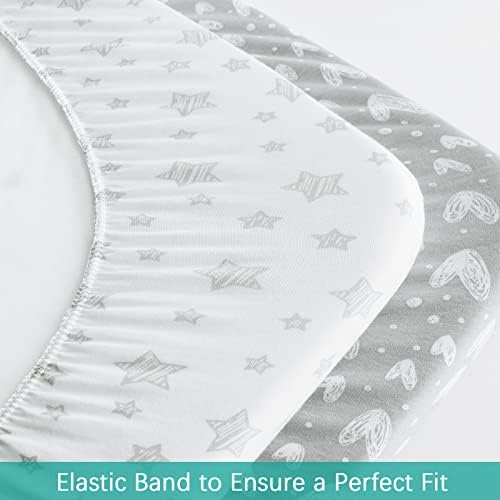 Biloban Bassinet Sheets 2 Pack White Grey Star Print