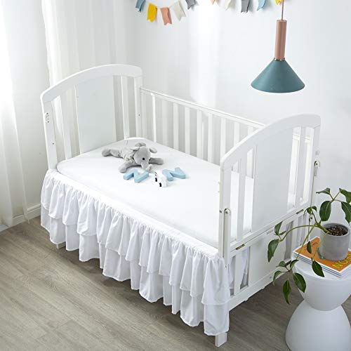 JSD White Ruffled Crib Bed Skirt 14 Deep Drop