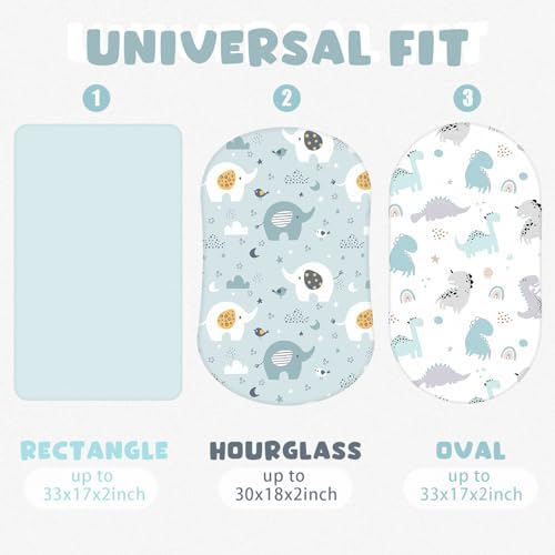 Rtteri 4 Pcs Baby Bassinet Sheets Soft Cotton Animals