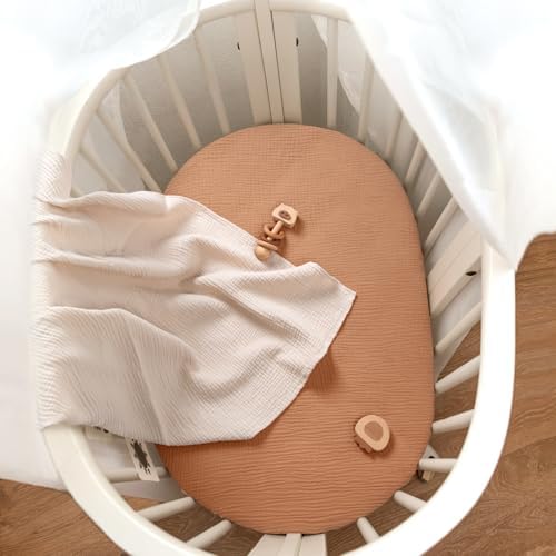 lulumoon Muslin Cotton Bassinet Sheets Neutral for Boys and Girls