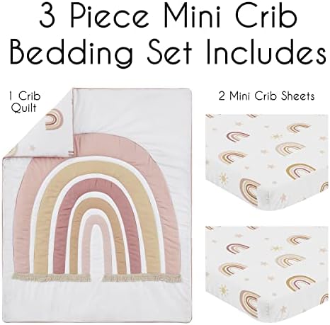 Sweet Jojo Designs Rainbow Baby Mini Crib Bedding Set 3pc