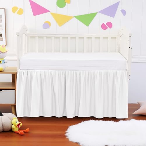 Zaizaihome Crib Bed Skirt - 100 Cotton 14 Drop No-Tie Design