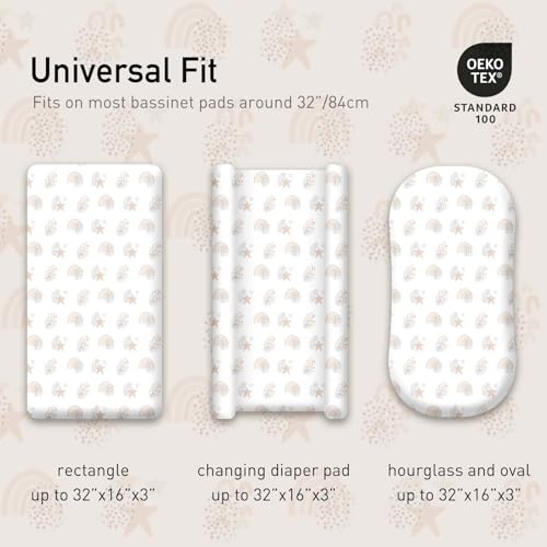 GLLQUEN BABY Bassinet Sheets 4 Pack Rainbow Pattern 1