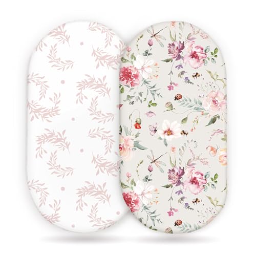 GRSSDER Stretch Fitted Bassinet Sheet Set 2 Pack