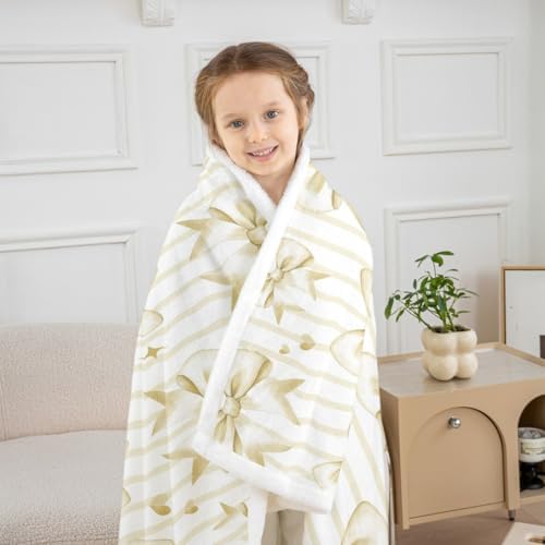 Yellow Bow Fleece Throw Blanket for Kids and Babies