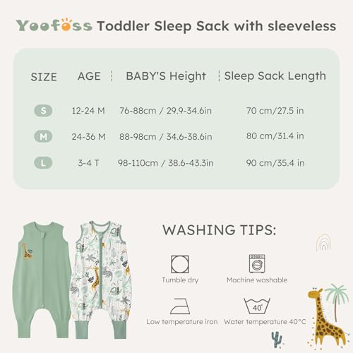 Yoofoss Toddler Sleep Sack with Feet 100 Organic Cotton